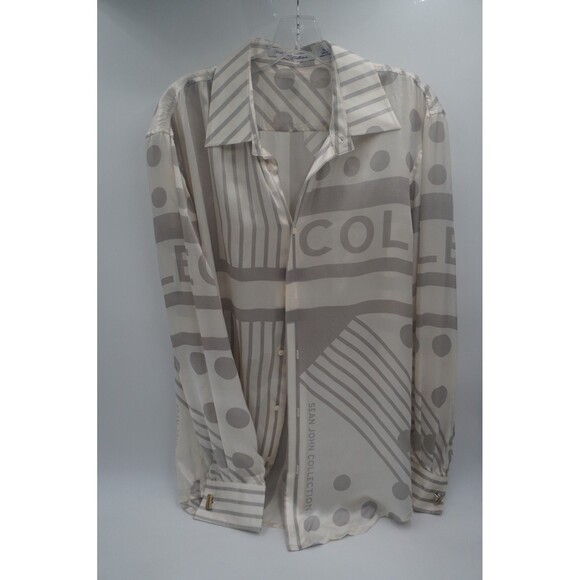 Vintage Sean John Collection Men Silk Button-Up Shirt Geometric Polka Dot XL Y2K - Picture 6 of 12